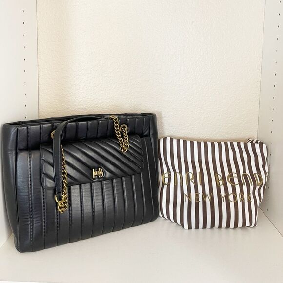 Henri Bendel Black Quilted Laptop Bag with chain handles - Picture 15 of 16